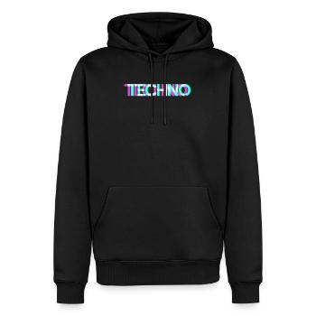 Techno - Sweat à capuche Premium bio Homme - noir - Devant - Nico (187cm)