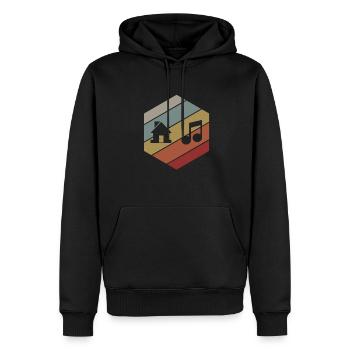 House Music - Männer Premium Bio Hoodie - Schwarz - Vorne - Nico (187cm)