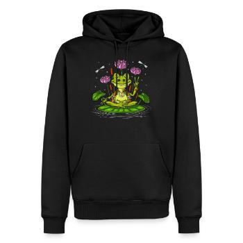 Hippie Frosch Zen Yoga Meditation - Männer Premium Bio Hoodie - Schwarz - Vorne - Nico (187cm)