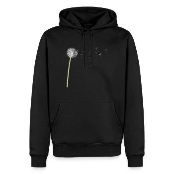 Pissenlit pissenlit motif graines mouches - Sweat à capuche Premium bio Homme - noir - Devant - Nico (187cm)