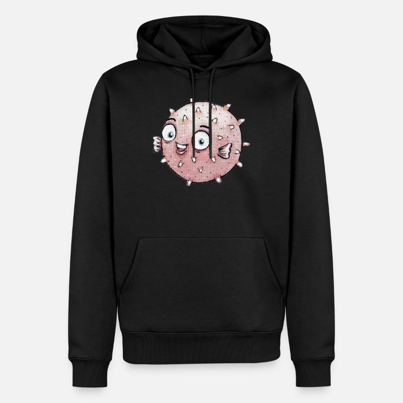 Aquarell Kugelfisch Comic - Männer Premium Bio Hoodie - undefined