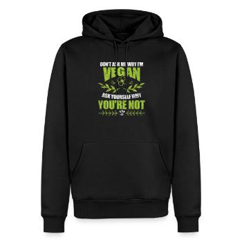 Vegan Vegan Vegan Vegetarian Veggie Gift - Sweat à capuche Premium bio Homme - noir - Devant - Nico (187cm)