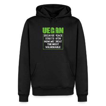 végétalien - Sweat à capuche Premium bio Homme - noir - Devant - Nico (187cm)