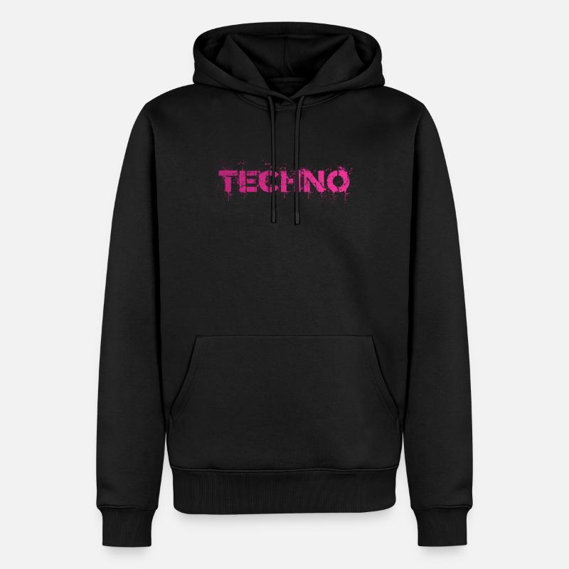 Techno Fan Techno Musik - Männer Premium Bio Hoodie - Schwarz