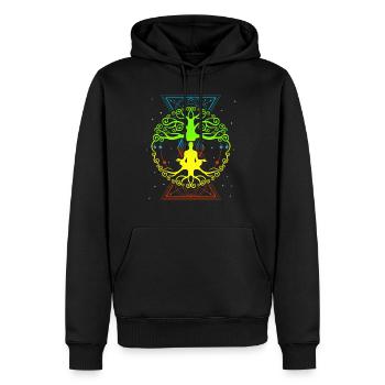 Lebensbaum , Chakras für spirituelles Yoga, Buddha - Männer Premium Bio Hoodie - Schwarz - Vorne - Nico (187cm)