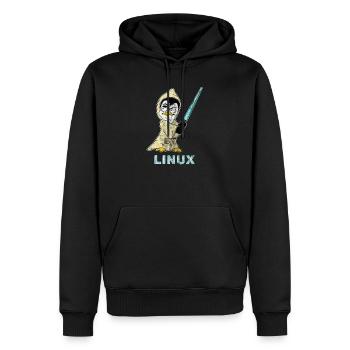 Nerd Linux informaticien développeur de logiciels Linux - Sweat à capuche Premium bio Homme - noir - Devant - Nico (187cm)