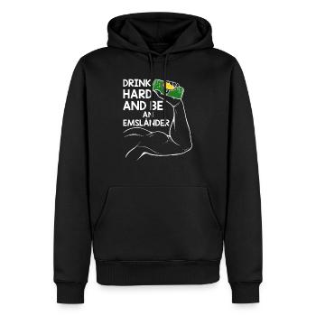 dur - Sweat à capuche Premium bio Homme - noir - Devant - Nico (187cm)
