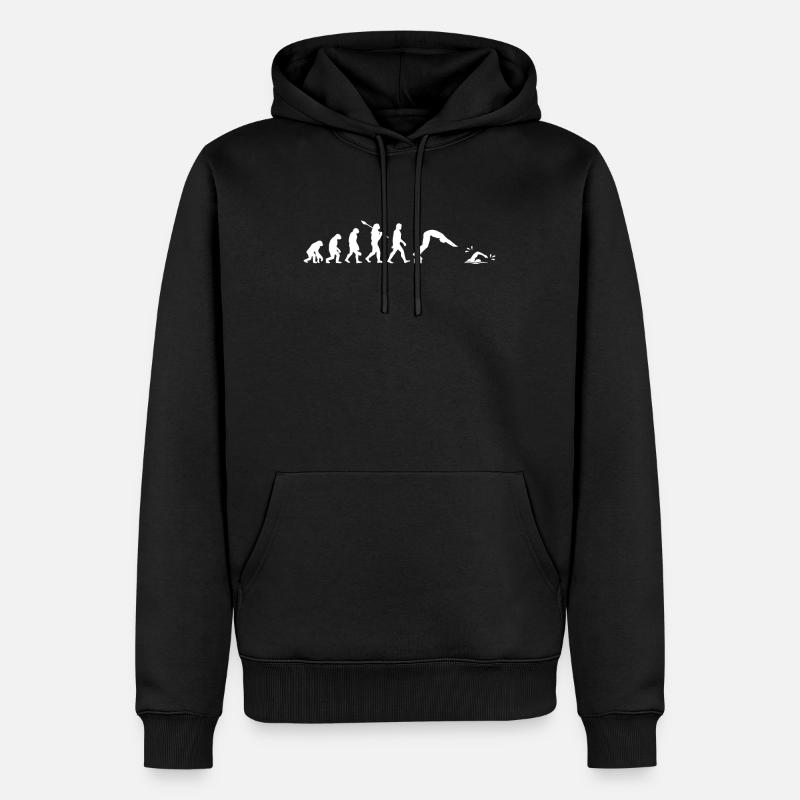 Schwimmer Evolution - Männer Premium Bio Hoodie - Schwarz