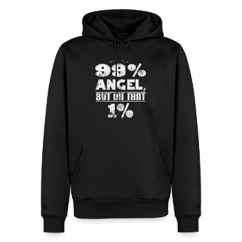 I'm 99 % angel but oooh that 1% - witziger Spruch - Männer Premium Bio Hoodie - Schwarz - Vorne - Nico (187cm)