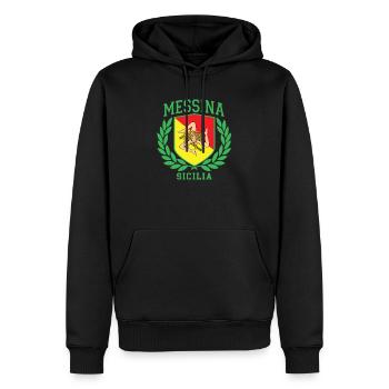 MESSINE: conception du drapeau de la Sicile et du bouclier de Trinacria - Sweat à capuche Premium bio Homme - noir - Devant - Nico (187cm)