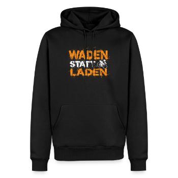 Waden statt Laden Anti E-Bike Fahrrad Sprüche - Männer Premium Bio Hoodie - Schwarz - Vorne - Nico (187cm)