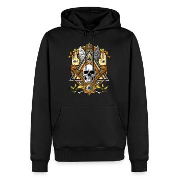 Freimaurer Illuminati Schädel - Männer Premium Bio Hoodie - Schwarz - Vorne - Nico (187cm)