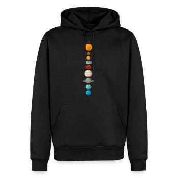 Cadeau du système solaire de la Terre plate - Sweat à capuche Premium bio Homme - noir - Devant - Nico (187cm)