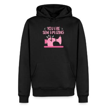 Nähen - Männer Premium Bio Hoodie - Schwarz - Vorne - Nico (187cm)