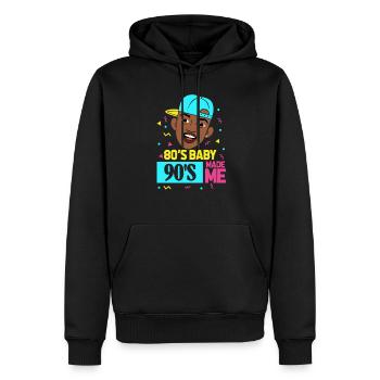 Hip hop des années 90 - Sweat à capuche Premium bio Homme - noir - Devant - Nico (187cm)