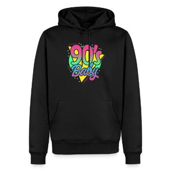 90er Jahre Neunziger 90s Retro Vintage Geschenk - Männer Premium Bio Hoodie - Schwarz - Vorne - Nico (187cm)