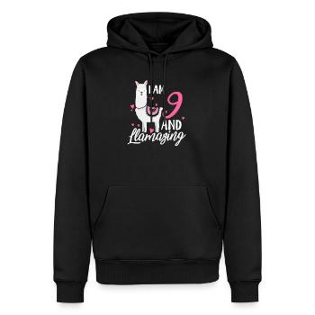 9th Birthday Lama 9 Year Old Paca Gift - Men’s Premium Organic Hoodie - black - Front - Nico (187cm)