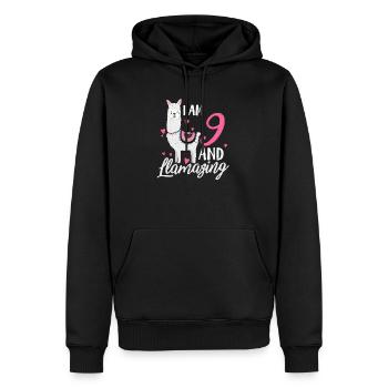 9. Geburtstag Lama - Männer Premium Bio Hoodie - Schwarz - Vorne - Nico (187cm)