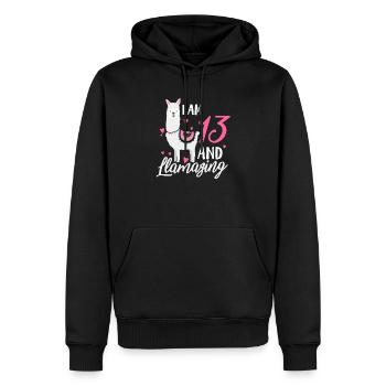 13. Geburtstag Lama - Männer Premium Bio Hoodie - Schwarz - Vorne - Nico (187cm)