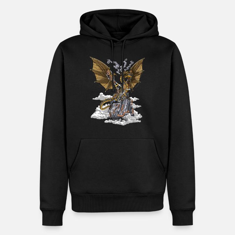 Steampunk-Drache - Männer Premium Bio Hoodie - Schwarz