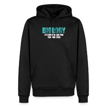 La biologie - Sweat à capuche Premium bio Homme - noir - Devant - Nico (187cm)