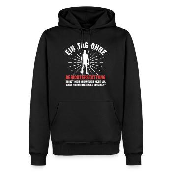 Journalist - Männer Premium Bio Hoodie - Schwarz - Vorne - Nico (187cm)