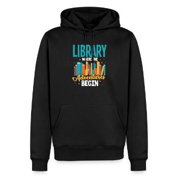 Library - Men’s Premium Organic Hoodie - black - Front - Nico (187cm)