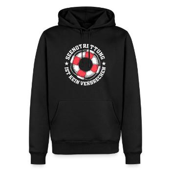 Seenotrettung ist kein Verbrechen Rettungsring - Männer Premium Bio Hoodie - Schwarz - Vorne - Nico (187cm)