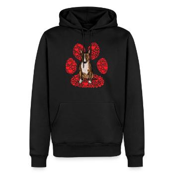 Bull Terrier Miniature Saint-Valentin Chien Patte D'amour - Sweat à capuche Premium bio Homme - noir - Devant - Nico (187cm)