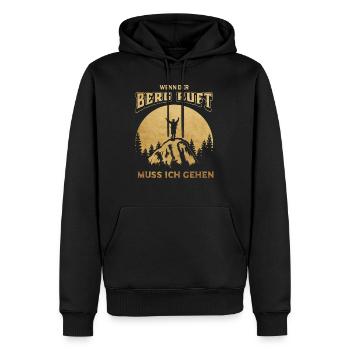 Wenn der Berg ruft, muss ich gehen! - Männer Premium Bio Hoodie - Schwarz - Vorne - Nico (187cm)