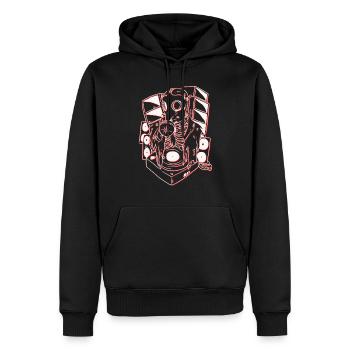 Masque à gaz en vinyle Hardtek - imprimé sur le devant - Sweat à capuche Premium bio Homme - noir - Devant - Nico (187cm)