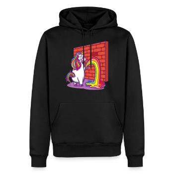 Licorne fait pipi arc-en-ciel - Sweat à capuche Premium bio Homme - noir - Devant - Nico (187cm)