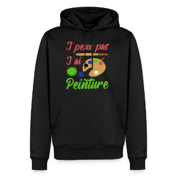 Peinture shirt je peux pas j´ai peinture artiste - Sweat à capuche Premium bio Homme - noir - Devant - Nico (187cm)