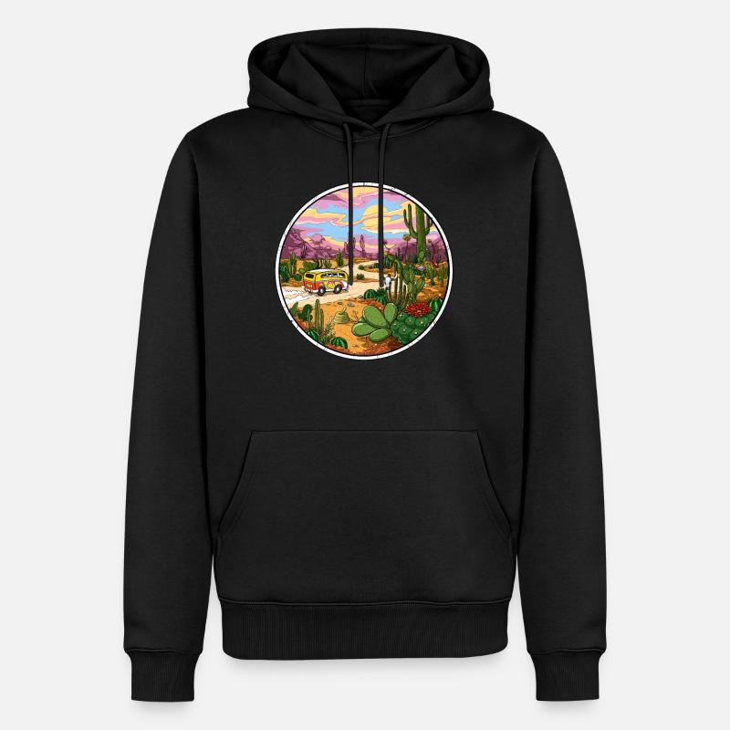 Hippie Cactus Desert Trip - Sweat à capuche Premium bio Homme - noir