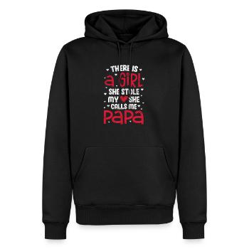 Père papa fille fille papa cadeau de fête des pères - Sweat à capuche Premium bio Homme - noir - Devant - Nico (187cm)
