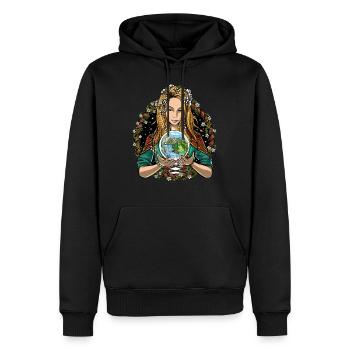 Hippie Naturschamane - Männer Premium Bio Hoodie - Schwarz - Vorne - Nico (187cm)