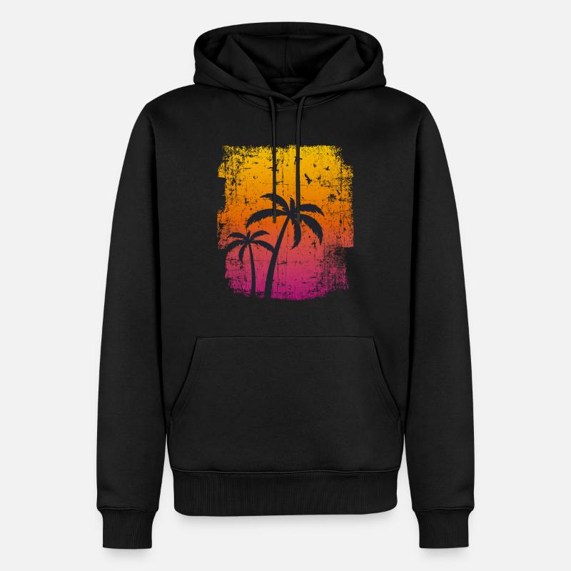 Coucher de soleil vintage - Sweat à capuche Premium bio Homme - noir