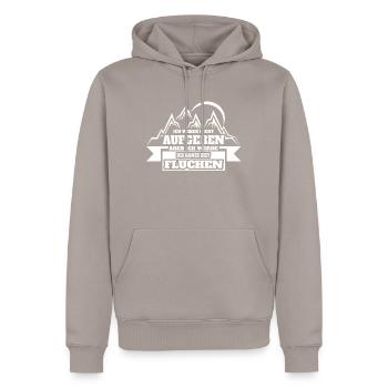 Ich werde nicht aufgeben aber ich werde Fluchen - Männer Premium Bio Hoodie - Taupe - Vorne - Nico (187cm)