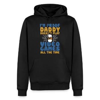 I'm Proof Daddy Doesn't Play Video Games All Time - Männer Premium Bio Hoodie - Schwarz - Vorne - Nico (187cm)