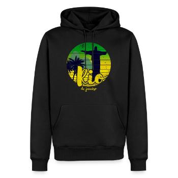 Rio de Janeiro rétro - Sweat à capuche Premium bio Homme - noir - Devant - Nico (187cm)