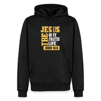 Jésus - Sweat à capuche Premium bio Homme - noir - Devant - Nico (187cm)