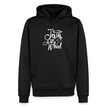 Jésus - Sweat à capuche Premium bio Homme - noir - Devant - Nico (187cm)