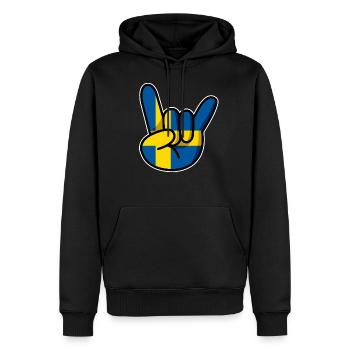 FOURCHE FRANÇAISE SUÈDE | METAL | JUPE - Sweat à capuche Premium bio Homme - noir - Devant - Nico (187cm)