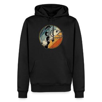 Pêche au sandre rétro - Sweat à capuche Premium bio Homme - noir - Devant - Nico (187cm)
