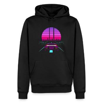 Cadeau rétro des années 80 Sport Auto Wave - Sweat à capuche Premium bio Homme - noir - Devant - Nico (187cm)