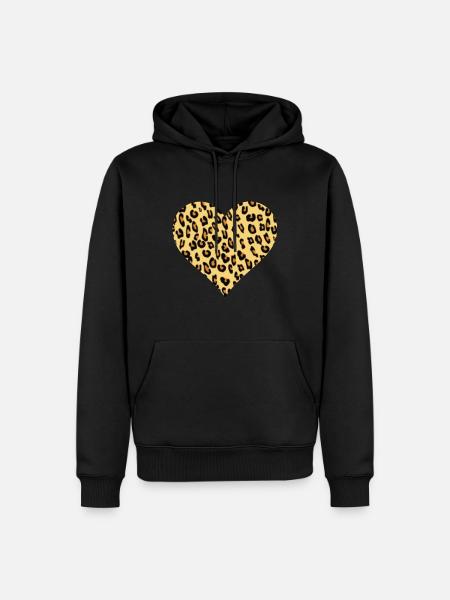Leopard leopard fan leopard pattern heart - Men’s Premium Organic Hoodie - black