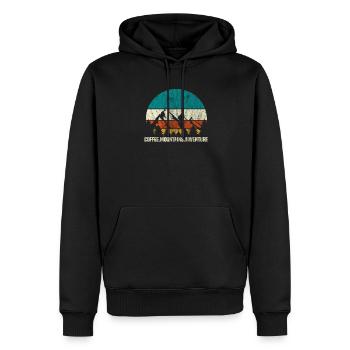 Coffee mountains adventure hiking climbing gift - Men’s Premium Organic Hoodie - black - Front - Nico (187cm)