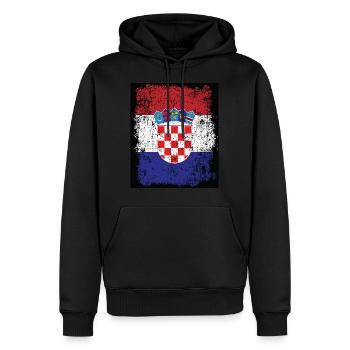 Kroatien Fahne Wappen Hrvatska kroatische Flagge - Männer Premium Bio Hoodie - Schwarz - Vorne - Nico (187cm)