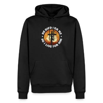 Jésus Dieu Christ Christ Religion Don - Sweat à capuche Premium bio Homme - noir - Devant - Nico (187cm)
