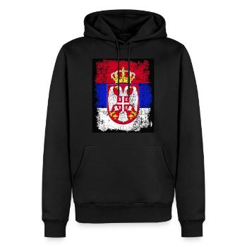 Serbie Serbie Srbija Србија drapeau aux armoiries - Sweat à capuche Premium bio Homme - noir - Devant - Nico (187cm)